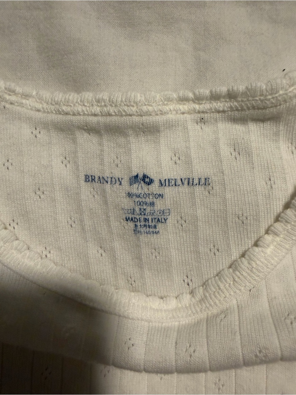 Brandy Melville White Short Sleeve Ribbed Tee - Picture 2 of 3